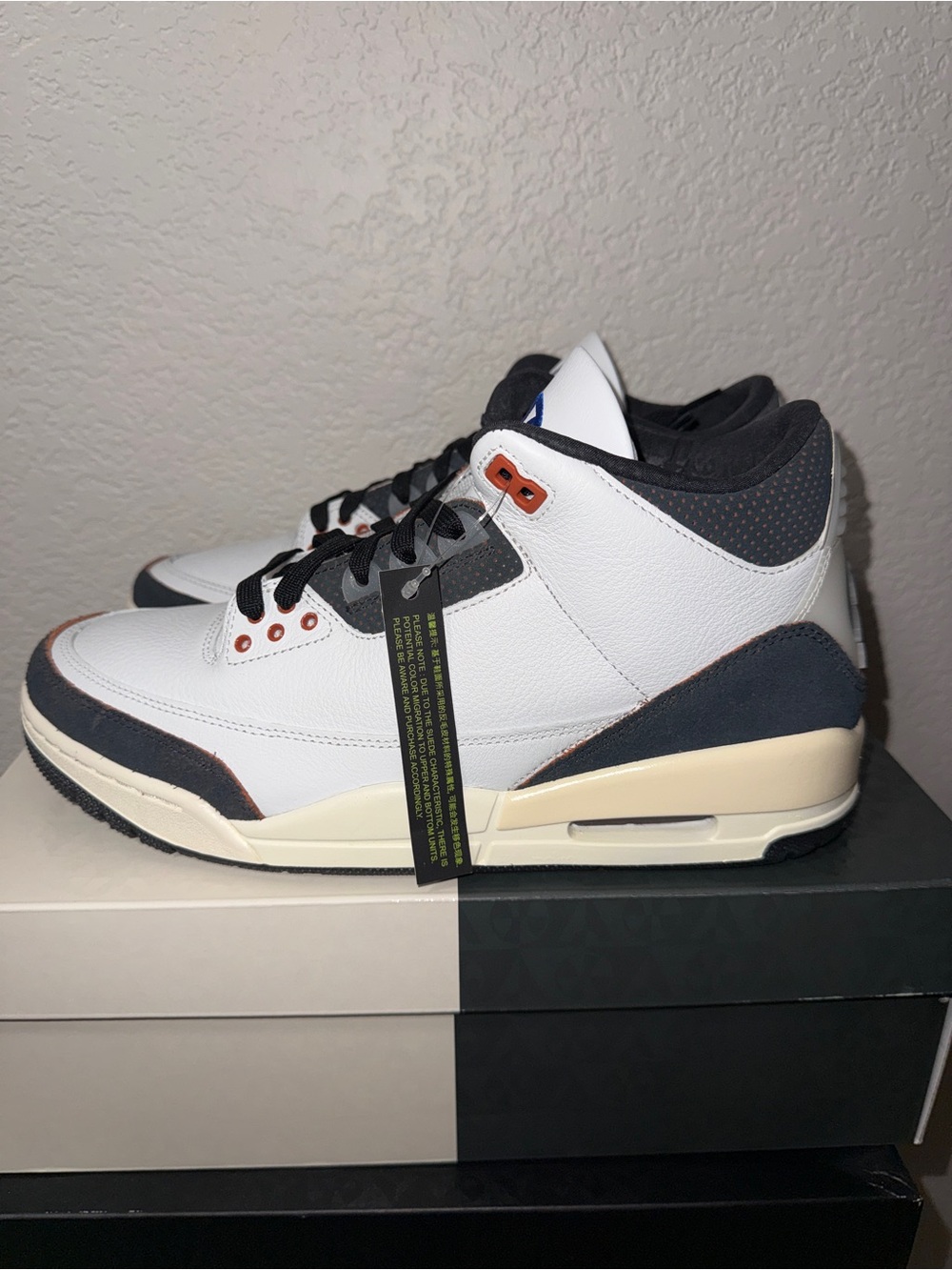 Nike Air Jordan 3 Retro Quai 54 White Black Blue Men’s Sneakers - Picture 4 of 7